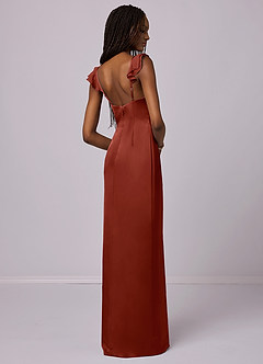 Barbie ♥ Azazie Bridesmaid Dresses Terracotta Sheath Stretch Satin Dress image2