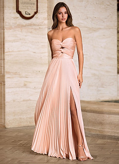 Ylura Rose Perle Robe de bal plissée trapèze image4