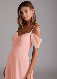 Azazie Marley Bridesmaid Dresses Rosette A-Line Off the Shoulder Chiffon Convertible Dress image8