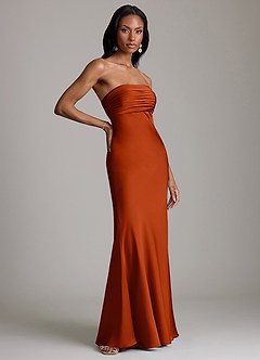 Azazie Saylor Brudtärnklänningar Klä av Sjöjungfru i Stretch Satin Axelbandslös Paprika image4