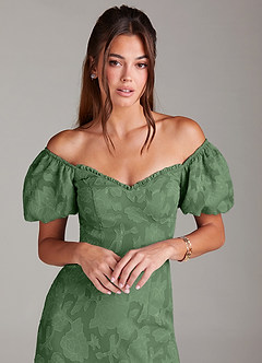Azazie Evalina Bridesmaid Dresses Eucalyptus Sheath Floral Burnout Dress image2