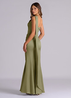 Azazie Inara Bridesmaid Dresses Pistachio Mermaid Pleated Stretch Satin Dress image6