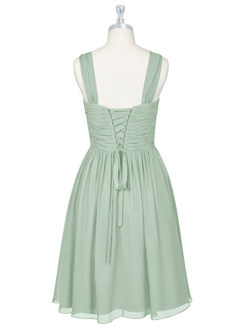Azazie Angie Bridesmaid Dresses Agave A-Line Corset Chiffon Dress image8