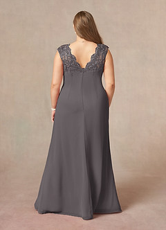 Azazie Gladys Mother of the Bride Dresses Steel Grey A-Line Queen Anne Lace Chiffon Dress image8