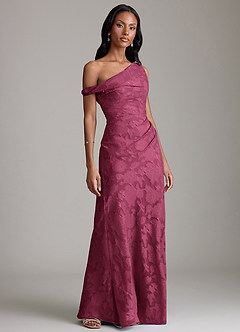 Azazie Emerson Bridesmaid Dresses Mulberry Mermaid Off the Shoulder Floral Burnout Dress image4
