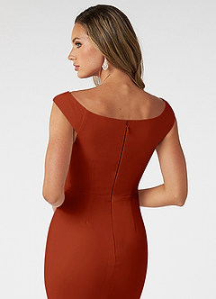 Azazie Nicolina Bridesmaid Dresses Rust Mermaid Square Neckline Stretch Crepe Dress image4