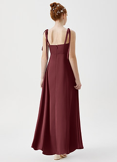 Azazie Rosey Junior A-Linie Herzausschnitt Stretch-Satin Kleid Merlot image2