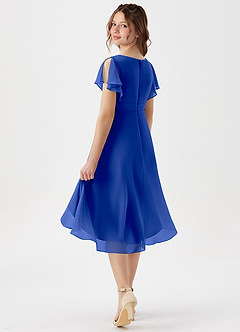 Azazie Graciela Junior Royal Blue A-Line Pleated Chiffon Dress image6