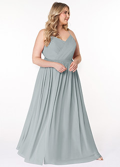 Azazie Cora Bridesmaid Dresses Dolphin Grey A-Line Pleated Chiffon Dress image9