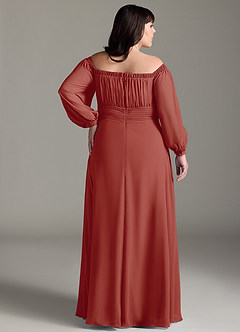 Azazie Rubina Final Sale Dusty Blue A-Line Long Sleeve Chiffon Dress image7