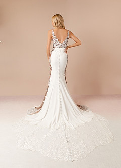 Azazie Estephanie Hochzeitskleider Meerjungfrau-Linie Pailletten Stretch-Krepp Kleid Diamantweiß Mokka image2