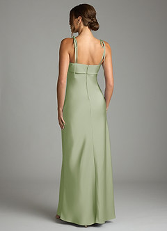 Azazie Ellia Bridesmaid Dresses Dusty Sage Sheath Bow Stretch Satin Dress image5