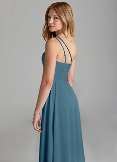 Azazie Maron Junior Bermuda A-Line Pleated Stretch Satin Dress image2