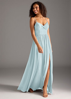 Azazie Zeya Bridesmaid Dresses Mist A-Line Pleated Mesh Dress image3