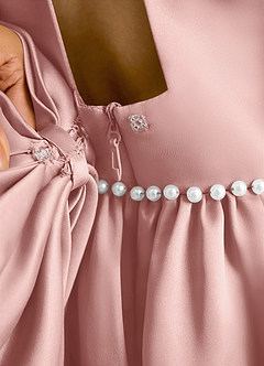 Azazie Daisies Robe Demoiselle D'honneur Fillette Robe Princesse en Mat Satiné Arc Or Rose image8