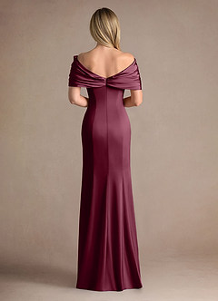 Azazie Auberdeen Mother of the Bride Dresses Mulberry Mermaid Pleated Stretch Satin Dress image3