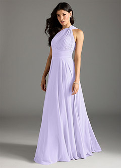 Azazie Charlize Robes de demoiselle d'honneur Robe Trapèze en Mousseline de soie Ue épaule Lilas image11