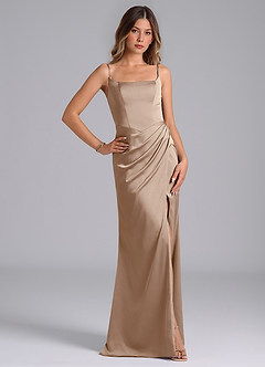 Azazie Donielle Bridesmaid Dresses Taupe Mermaid Corset Stretch Satin Dress image5