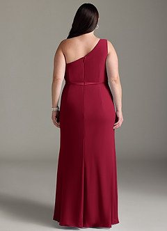 Azazie Liza Bridesmaid Dresses Burgundy Mermaid One Shoulder Chiffon Dress image7