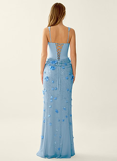 Belinda Blue 3D Flowers Corset Lace Up Back Mermaid Prom Dress image2