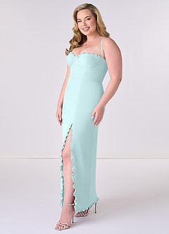 Barbie ♥ Azazie Bridesmaid Dresses Sea Glass Sheath Corset Chiffon Dress image9