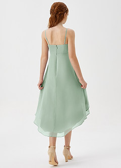 Azazie Mariam Junior Agave A-Line Pleated Chiffon Dress image6