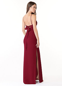 Azazie Mai Brautjungfernkleider Etui Plissee Chiffon Kleid Burgunderrot image4