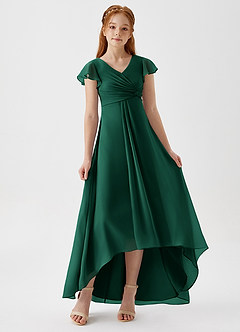 Azazie Breanne Junior Emerald A-Line Chiffon Dress image1
