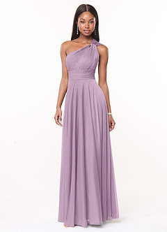 Azazie Charlize Bridesmaid Dresses Wisteria A-Line One Shoulder Mesh Dress image3