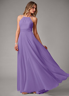 Azazie Amalia Bridesmaid Dresses Tahiti A-Line Pleated Chiffon Dress image3