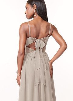 Azazie Zeya Bridesmaid Dresses Frost A-Line V-Neck Pleated Chiffon Dress image2