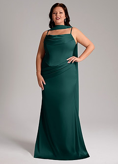 Azazie Sorrel Bridesmaid Dresses Pine Mermaid Strapless Stretch Satin Convertible Dress image7