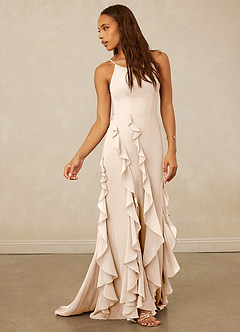 Christian Siriano Bridal for Azazie 1006 Bridesmaid Dresses White Alabaster Mermaid Ruched Chiffon Dress image4