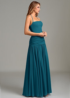 Azazie Vashti Bridesmaid Dresses Ink Blue A-Line Chiffon Dress image3
