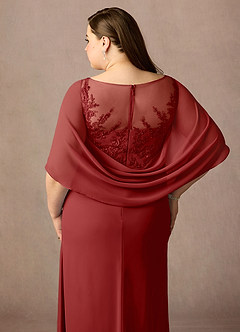 Azazie Hera Mother of the Bride Dresses Rust A-Line Lace Capelet Chiffon Dress image12