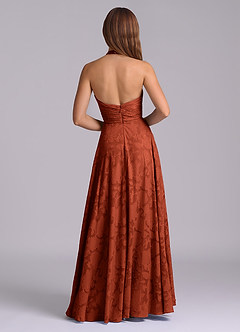 Azazie Tessie Robes de demoiselle d'honneur Robe Trapèze en Blumen-Burnout Plissée Auburn image2