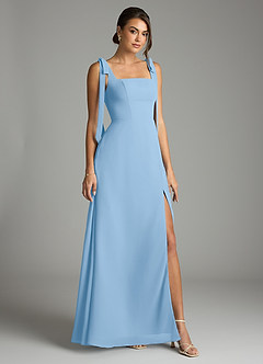 Azazie Debra Bridesmaid Dresses Powder Blue A-Line with Pockets Chiffon Convertible Dress image1