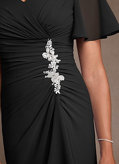Azazie Suffolk vestidos de madre de la novia Vestido de Negro de Gasa de Corte en A con Plisado image5
