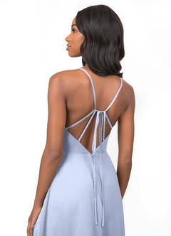 Azazie Everleigh Robes de demoiselle d'honneur Robe Trapèze en Mousseline de soie Plissé en cœur Eis image4