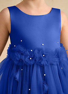 Azazie Lux Flower Girl Dresses Royal Blue A-Line Beaded Tulle Dress image7