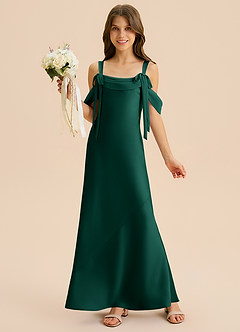 Azazie Bellalina Junior Syrena Pofałdowany Satyna elastyczna Długość podłogi Młodsza druhna Sukienka image1