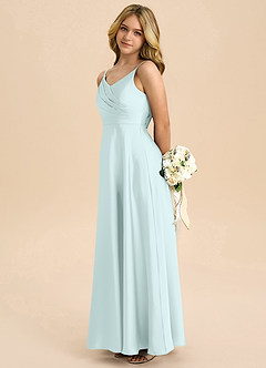 Azazie Bug Junior Robe Trapèze en Satin extensible Plissée Verre De Mer image7