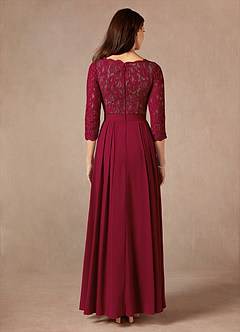 Azazie Lucianna Mother of the Bride Dresses Burgundy Taupe A-Line Lace Dress image5