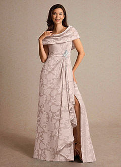 Azazie Branford Mother of the Bride Dresses Blushing Pink A-Line Pleated Floral Burnout Dress image5