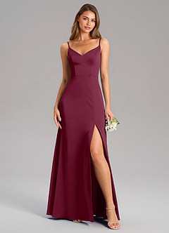 Azazie Talina Bridesmaid Dresses Mulberry A-Line Stretch Satin Dress image5