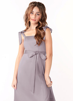 Azazie Barbara Junior Dusk A-Line Bow Matte Satin Dress image5