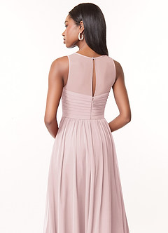Azazie Nina Bridesmaid Dresses Blushing Pink A-Line Pleated Chiffon Dress image3