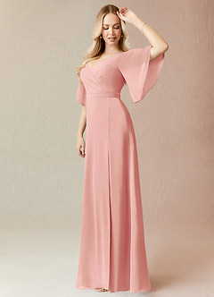 Azazie Cierra Bridesmaid Dresses Rosette A-Line V-Neck Chiffon Dress image4