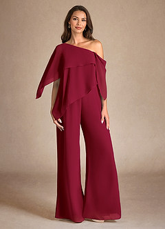 Azazie Halima Kleider für die Brautmutter Overall/Jumpsuit Seitliche Cut-Outs Chiffon Kleid Burgunderrot image1