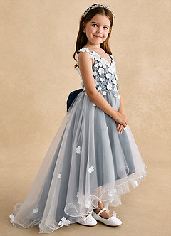 Azazie Celia Flower Girl Dresses Neptune A-Line Lace Tulle Dress image3